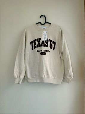 Zara Cream 'Texas '67' Graphic Crewneck Sweatshirt NWT Size 11/12